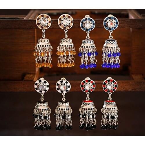 Vintage Bohemian Ethnic Tassel Dangle Hanging Double Birdcage Drop Earrings for Women New Fashion Jewelry Accessories Gifts