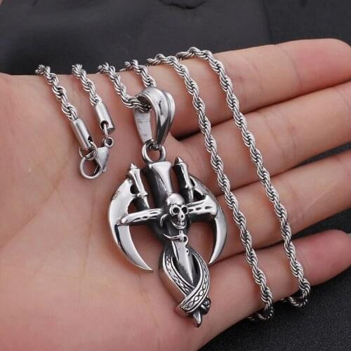 Stainless Steel Jewelry Death Scythe Pendant Cool Boy Cross