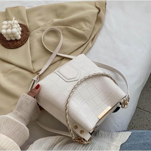 Stone Pattern PU Leather Handbag Women Casual bucket Bag Female Large Shoulder High Quality Hand Bag Ladies Designer