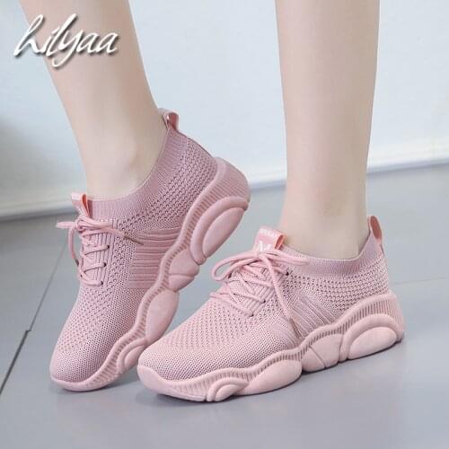 Women Pink Sneakers Flying Weaving Breathable Mesh Summer Tenis Feminino Footware Trainers Female Runnning Sneakers Flats Women