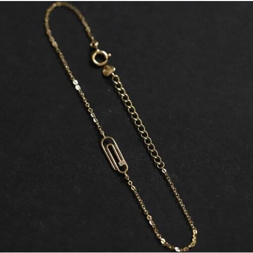 Morivovog 925 Sterling Silver Zircon Paper Clip Bracelet for Girls 14K Gold French Creative Pin Bracelets 2021 Luxury Jewelry