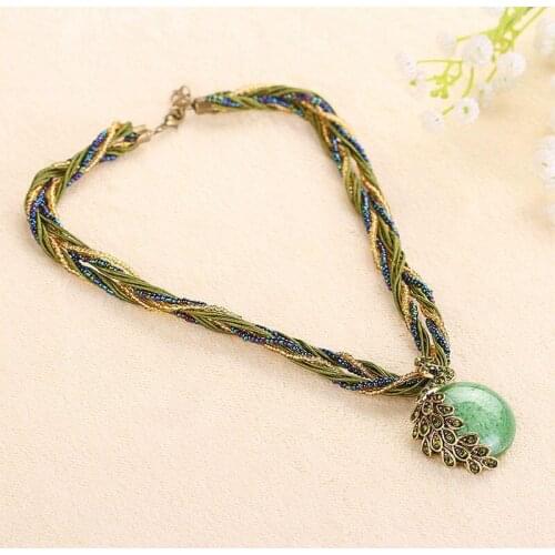 YAAYOO Newest Colorful Rhinestone Gem Peacock Statement Necklace Pendant Women Summer Style Fashion Jewelry For Gift Party