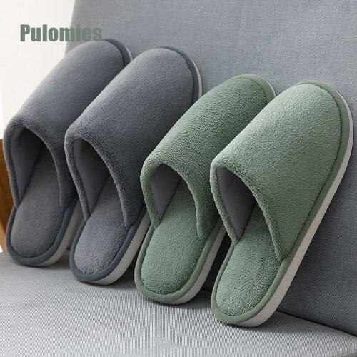 Winter Men Warm Slipper Indoor Short Plush Flip Flop Cute Non-Slip Couple House Floor Slippers Female Home Bedroom For Women