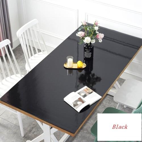 1mm waterproof oil proof plastic PVC tablecloth soft glass tablecloth fashion pvc table linens black non-slip table mat cover