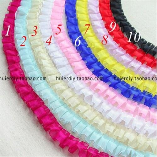 10Colors 10meters/ lot Embroidery Ruffles Lace Trim 2cm for Sewing, Doll, DIY Patchwork Craft LC0065