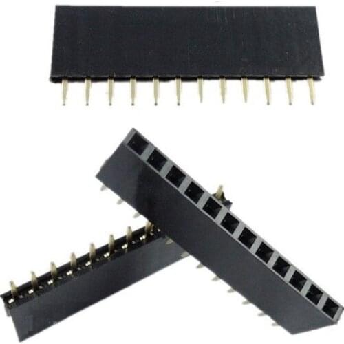 10PCS 2.54mm Pitch 12 Pin Female Single Row Straight Header Strip PH: 8.5mm