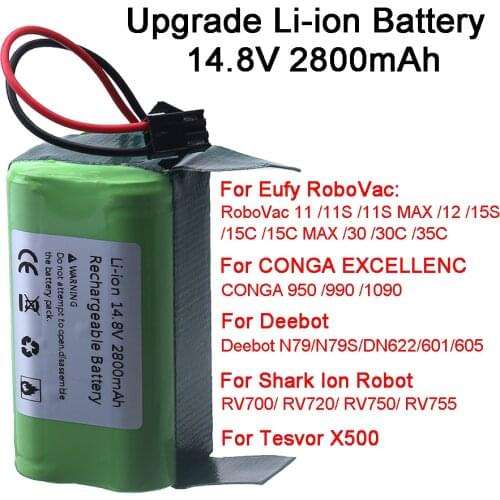 14.8V 2.8Ah Li-ion battery for Cecotec Conga Excellence 950 1092 Ecovacs Deebot DN621 601/605 Eufy RoboVac 35C Panda i7 V710