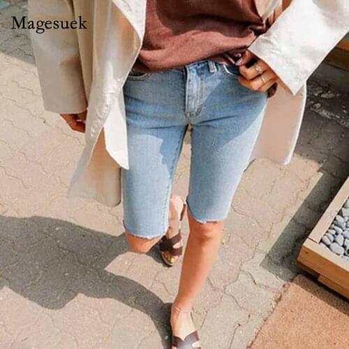 2020 Shinny Plus Size Shorts Women Hot Pants Short Femme New Summer Blue Short Jeans Casual Elastic Cotton Denim Shorts 10419