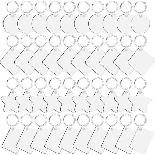 40 Pieces Sublimation Blank Keychains Key Chain Rings for DIY Thermal Transfer Keychains Single Side Printing
