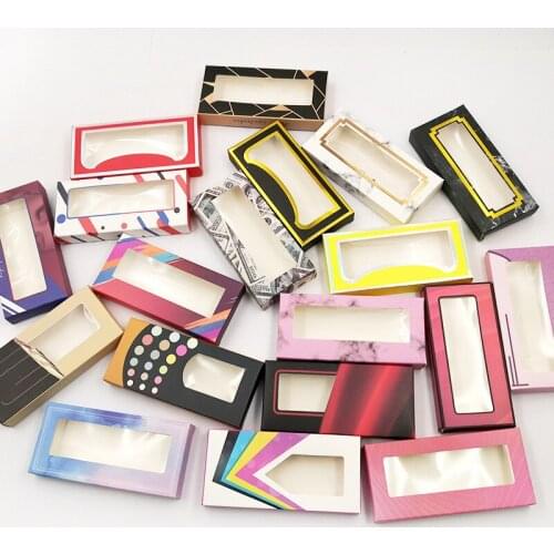 50Pcs Eyelash Box Mink Eyelashes Case Rectangle Lashes Case Makeup 3d Mink False Lashes Empty Box Packaging Wholesale