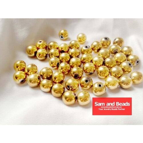 50Pcs/Lot Gold Magnetic Hematite Beads For Handmade Bracelets Free Shipping Wholesae 10MM High Quality