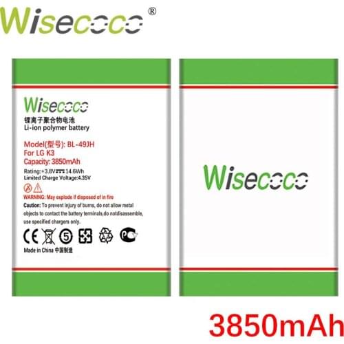 Wisecoco BL-49JH 3850mAh New Battery For LG K3 LS450 K4 K120 Spree K121 K130 k120e K130e Phone High quality