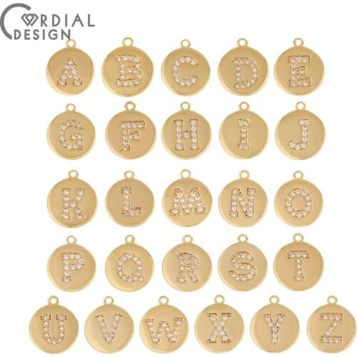 Cordial Design Jewelry Accessories/Hand Made/DIY Charms/Genuine Gold Plating/Jewelry Findings & Components/CZ Letter Pendant