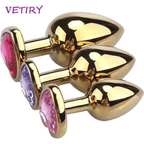 Anal Plug Heart Stainless Steel Crystal Anal Plug Butt Plug Stimulator Anal Sex Toys for Men Women Prostate Massager Dildo