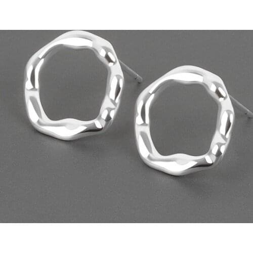 Binmonray 925 Sterling Silver Irregular Shaped Wreath Stud Earrings for Women Korea INS Fashion Earrings 2021 Trend Jewellery