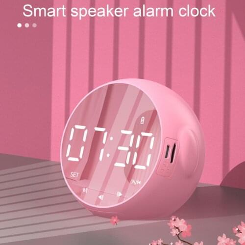 Bluetooth-compatible Speaker Multifunctional Mirror Surface Design Mini Portable Wireless Loudspeaker Alarm Clock for Students