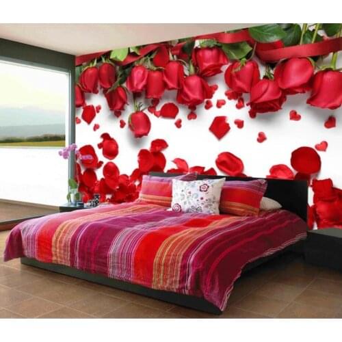 CJSIR Customized Large Fashion Photo Wallpaper Red Rose Marriage Room Living Room Background Decor Wall Wallpaper for Walls 3 d