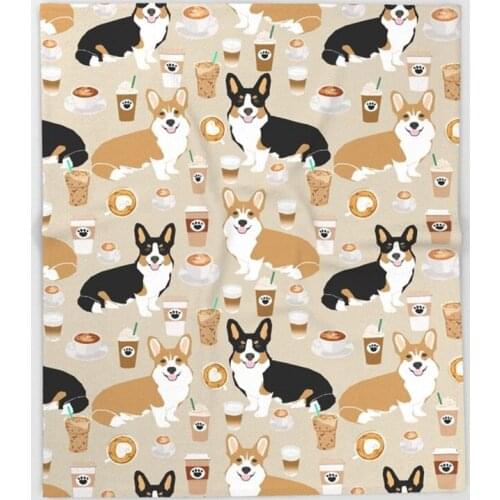 Corgi Coffee Welsh Corgis Dog Breed Pet Lovers Tan Corgi Crew Throw Blanket Warm Microfiber