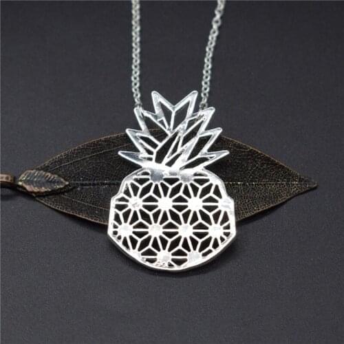 Elfin Origami Pineapple Necklaces Fruit Charm Female and Male Gift Summer Necklaces Fashion Women Jewellery Geometric Jewellery