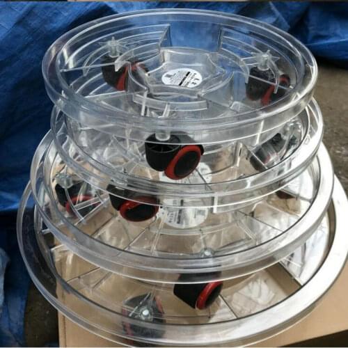 HQ RT01 Transparent Plastic Round Transport Moving Trolley Platform Cart with 4 Casters for Flowerpot Sundries Items Dolly