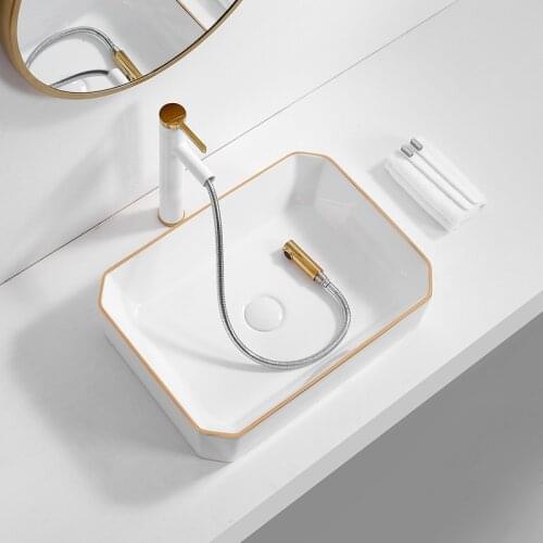 Above Counter Basin Ceramic Wash Basin Home Light Luxury Balcony Single Basin Wash Basin Bathroom Sink Bowls Sink Basins Set