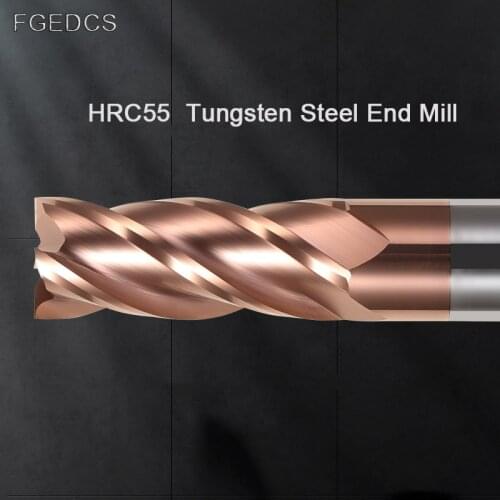 HRC55 Tungsten Carbide End Mill For Steel 1 2 4 5 6 8 10 12 14mm 4Flutes Milling Cutter Alloy Cutting Tools CNC Maching Endmills