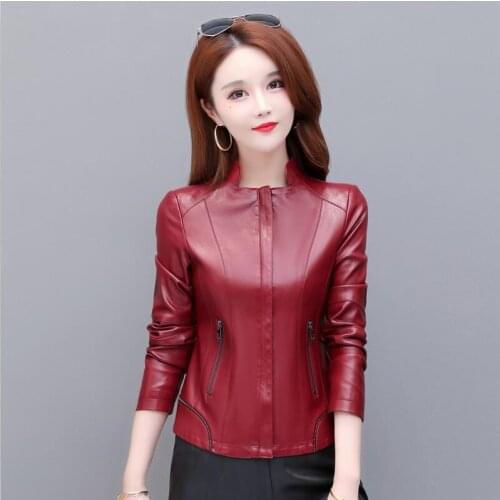 Large Size 4XL Leather Jacket Women Coats New 2021 Leather Coat Women Jackets Short Slim Motorcycle Female Leather Clothing