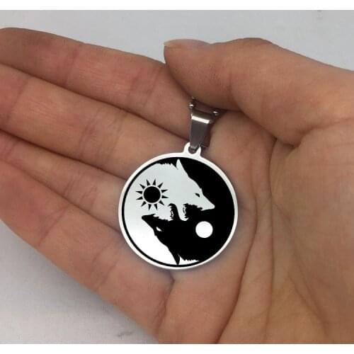 Moon Sun Pendant Necklace Popular Yin Yang Wolf Long Chain Disc Necklaces Jewelry Dropshipping CSV YP6705