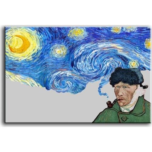 DONGMEI OILPAINTING Hand painted oil painting Home Decor High quality art painting Van gogh self-portrait starry sky DM190106