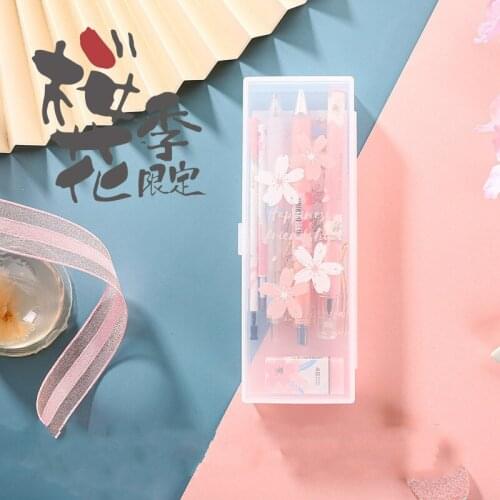 Cute kawaii 8pcs/lot "Cherry Blossom" Stationery Set include PP box,Gel Pen,Pencil,Eraser,Refill Gift Stationary school set