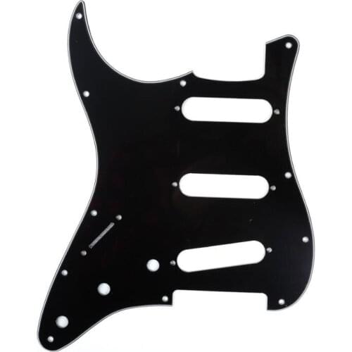 Musiclily SSS 11 Hole Left Handed Strat Guitar Pickguard for Fender USA/Mexican Made Standard Stratocaster Style, 3Ply Black