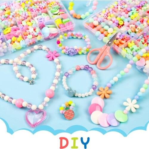 Kit for Make Bracelets Beads Toys for Children DIY 24 Grid Handmade Making Puzzles Beads for Girls Kit Girls Toys for 3 5 7 9 11