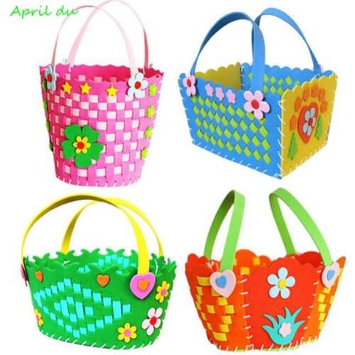 April Du DIY Basket Weaving Craft for Kids Eva Handicraft Material Kits Kindergarten Creative Education Toys Girls,4pcs