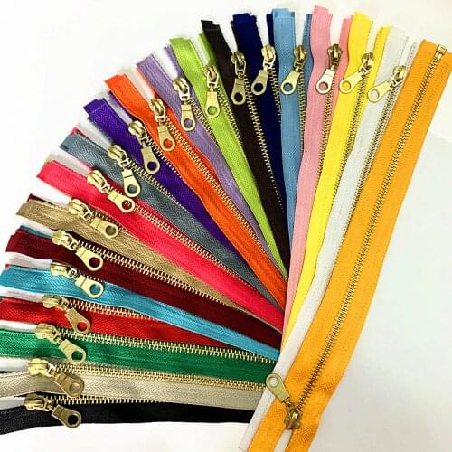 Set of 20 Pieces 5# Brass Metal Separate Open Tail Zippers In with Donut Zippers Pulls(12- 24 Inch) Zippers for Sewing
