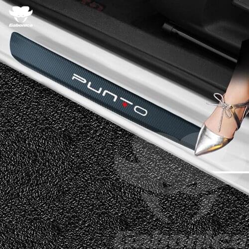 New Carbon Fiber Car Door Welcome Pedal Film Stickers Anti Scratch None Slip Door Sill Guard For Fiat punto Decal Accessories