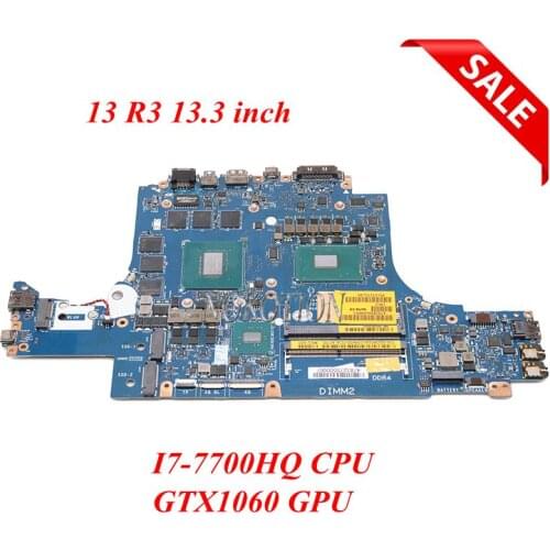 NOKOTION For Dell Alienware 13 R3 Laptop Motherboard I7-7700HQ 2.8Ghz CPU GTX1060 GPU CN-0GG6GW 0GG6GW GG6GW BAP00 LA-D581P