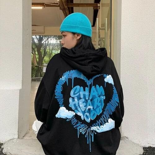 2021 new heart-shaped letter printed zipper hoodies sweatshirt autumn Harajuku punk E girl outwear grunge clothes hoodie top