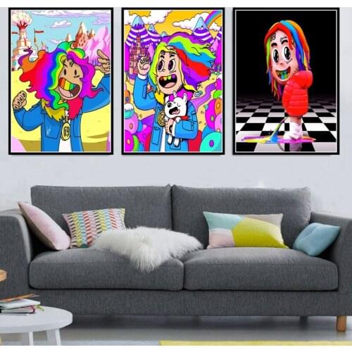 Poster Prints Tekashi69 6IX9INE Rapper Music Singer Star Day69 Album Painting Canvas Art Wall Pictures Living Room Home Decor