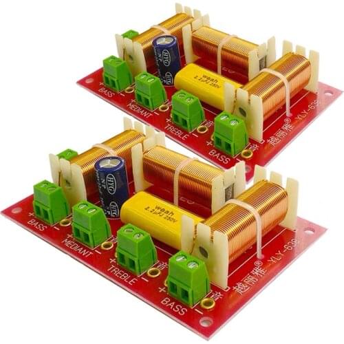 2PCS 3 Way 200W Dual Bass Speaker Frequency Divider Home Theater Hifi Stereo DIY Audio Crossover Filters