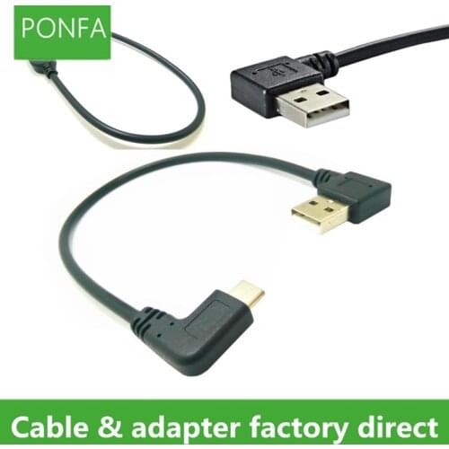 Reversible plug direction USB 3.1 Type C Male 90 Degree Right Angled to USB 2.0 Type A Male Data Scalable Power Cable