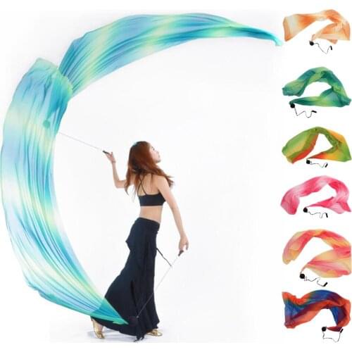 Silk Veil Poi Thrown Balls for Professional Hip-hop Belly Dance Hand Props with Comfortable Finger Loops