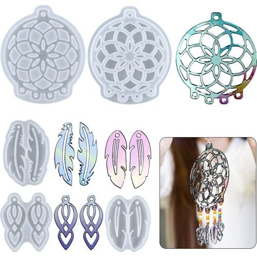 DIY Dream Catcher Crystal Epoxy Resin Mold Home Bedroom Wall Decor Necklace Pendant Silicone Mold Jewelry Accessories Making