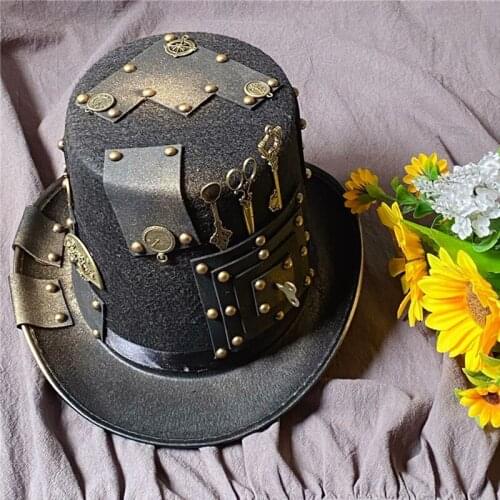 Steampunk Vintage Bronze Top Hat for Themed Party Masquerade Cosplay Costume