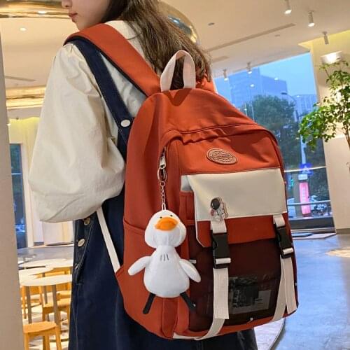 Large Capacity Students Bump Color Backpack 2021 New Korean Japanese Fashion Girl Schoolbag Nylon Waterproof Travel Bag Campus