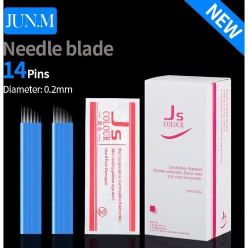 High Quality 100pcs/lot Tattoo Blades 14 pin Needles for Permanent Eyebrow Makeup Manual Pen Free Shipping