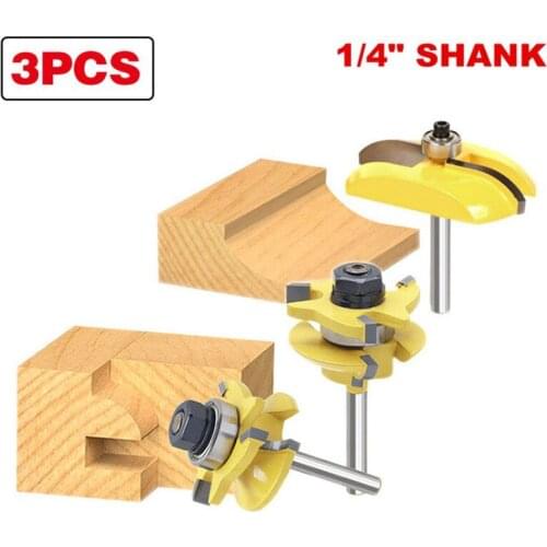 3pcs/set 1/4 Inch (6.35mm) Shank High-grade Folding Door Knife Cabinet Rounded Engraving Machine Trimming Milling Cutter