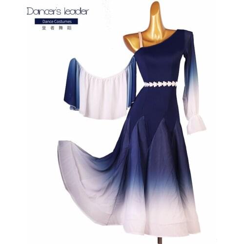 High-end Custom Modern Dance Feminine Off-the-shoulder Big Swing Skirt Adult Stage Professional Ballroom Performance Clothing