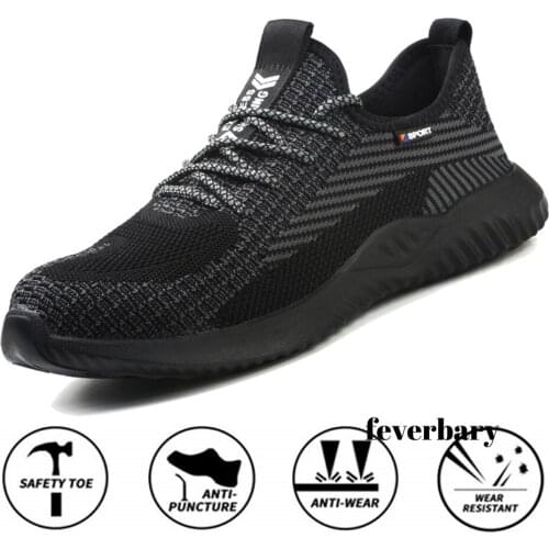 Feverbary Safety Work Shoes Boots For Men Indestructible Steel Toe Cap Boots Anti-smashing Construction Work