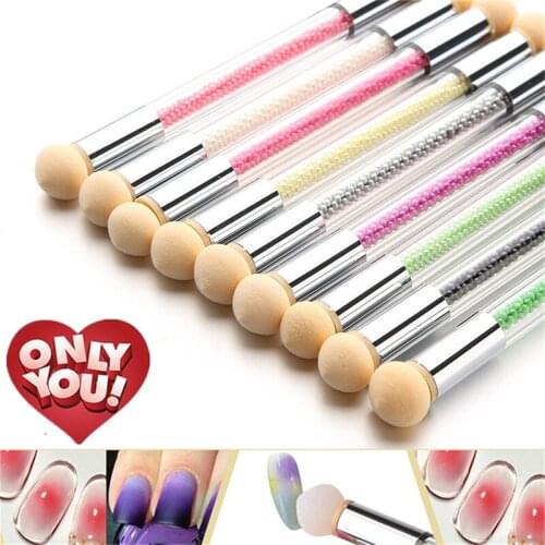 1 Pc Double-ended Gradient Shading Pen Dotting Brush Sponge Head Rhinestone Handle Nail Art Brush Nail Art Painting Tool