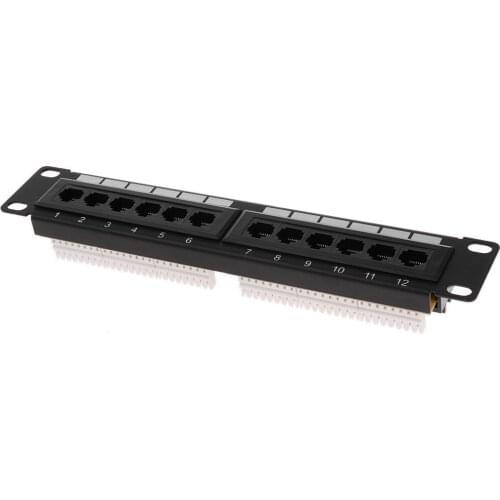 12 Ports CAT5e Patch Panel Surface/Wall Mount Bracket UTP LAN Ethernet 10in